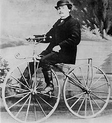 Photo of Pierre Lallement on his bicycle
